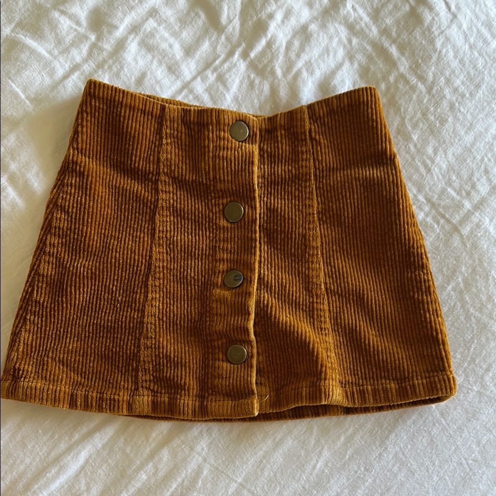 Rylee + Cru Brown Ribbed A-Line Mini Skirt